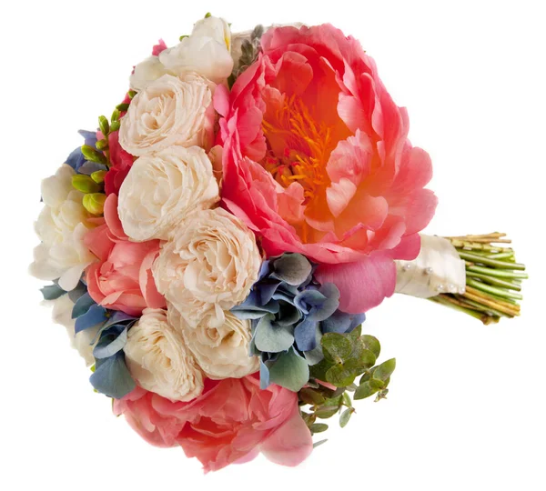Bouquet Mariage Avec Roses Pivoine — Photo