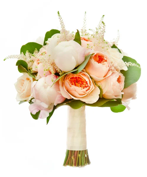 Bouquet Sposa Con Ranuncolo Asiatico Peonia Bianca — Foto Stock