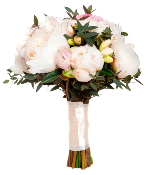 White Wedding Bouquet Ranunculus Asiaticus Pink Peony — Stock Photo, Image