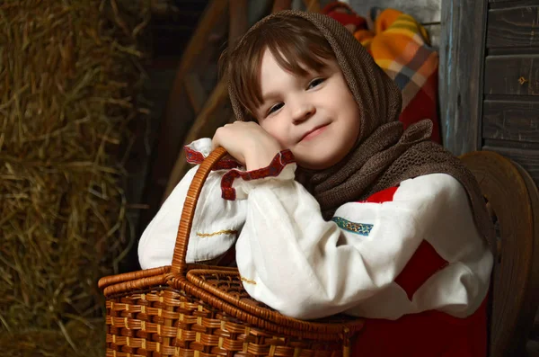 Beautiful girl in russian costume — Stock Photo, Image