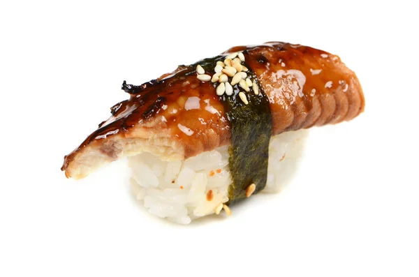 Elszigetelt fehér, ízletes szusi — Stock Fotó