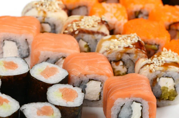 Sushi Rolls on a white background — Stock Photo, Image