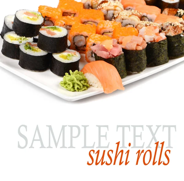 Une nourriture savoureuse. Rouleaux de sushi — Photo