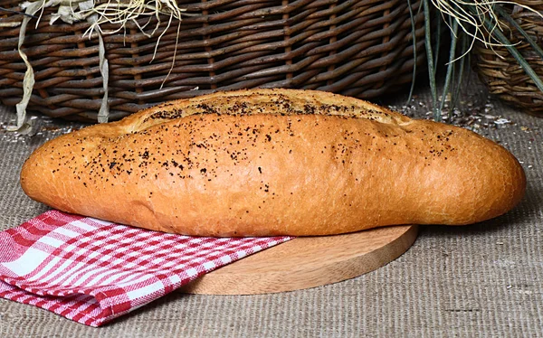 Bread, wheaten long loaf — Stock Photo, Image