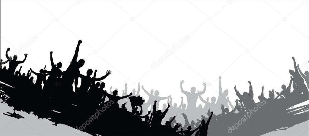 Advertising poster of people cheering