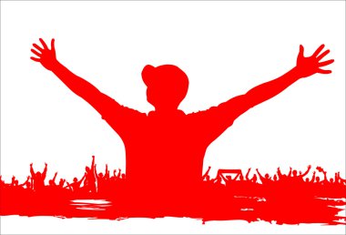 İnsanlar tezahürat reklam posteri