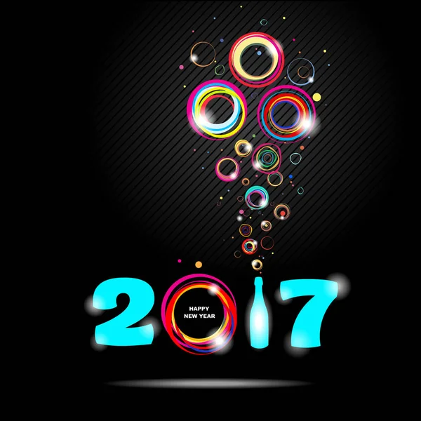 Nieuwjaar 2017 op zwarte achtergrond. Abstracte poster — Stockvector