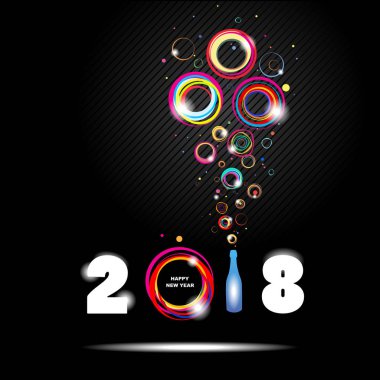 Mutlu yeni yıl 2018 siyah arka plan. Soyut poster