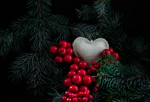 Srdce v vánoční — Stock fotografie