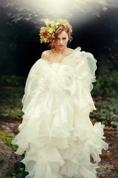 Retrato Una Novia Hermosa Vestido Precioso Imagen de stock