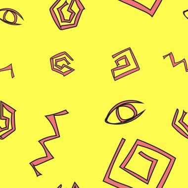 Mağara çizimleri Sarı zemin üzerine