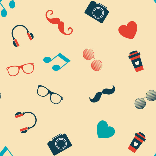 Hipsters Pictures on The Light-Orange Background