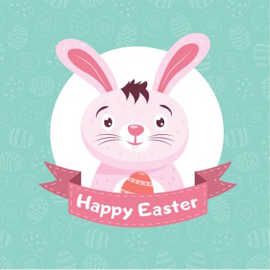 Paskalya tavşanı mavi zemin üzerine