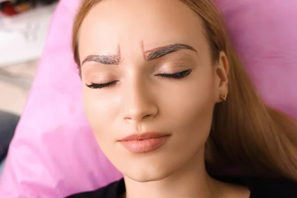 Permanent make up on eyebrows. — Stock Photo, Image