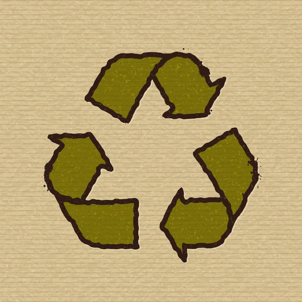 Reciclar símbolo en cartón . — Vector de stock