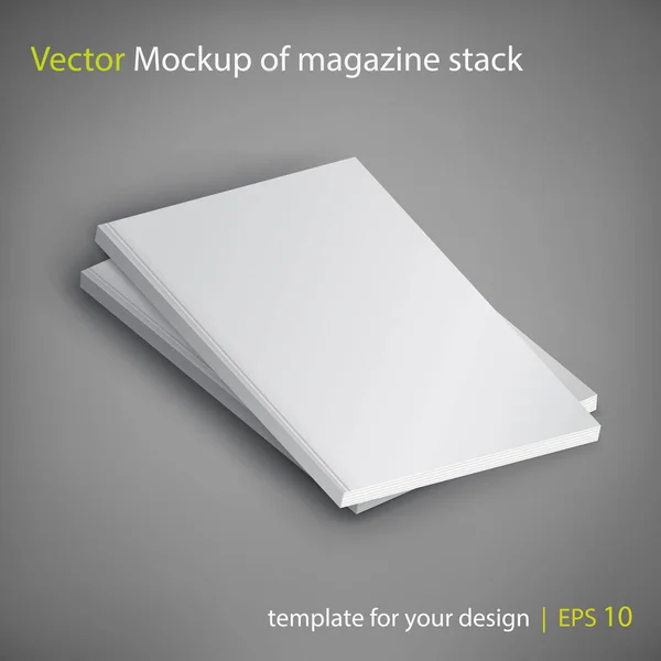 Vector maqueta de pila de revista sobre fondo gris . — Vector de stock