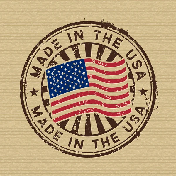 Made in the Usa. Stempel op kartonnen achtergrond — Stockvector