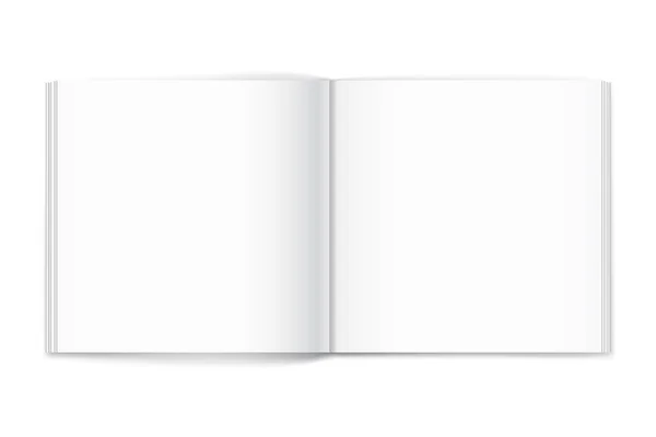 Branco de revista quadrada aberta sobre fundo branco. Modelo — Vetor de Stock