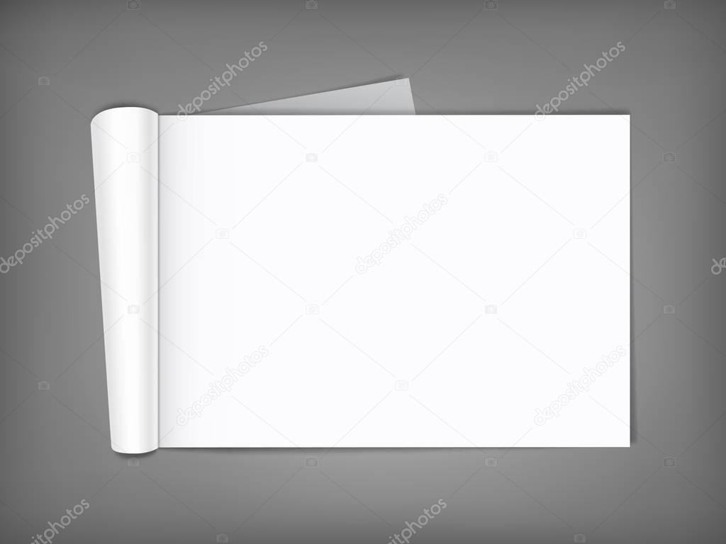 Blank magazine with rolled pages.
