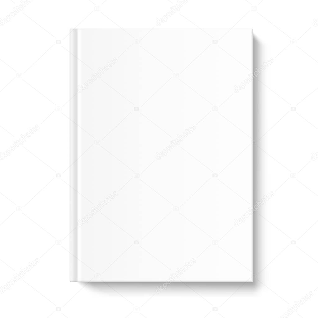 Blank book cover template on white background