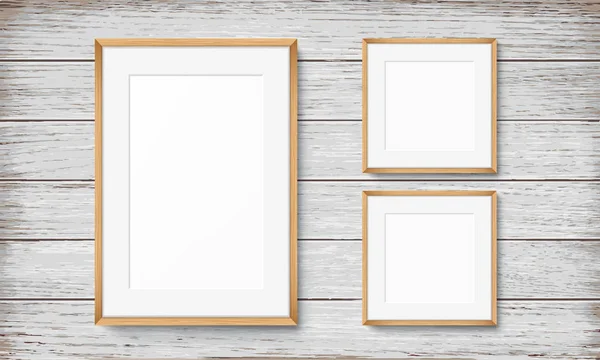 Set frames op houten achtergrond — Stockvector