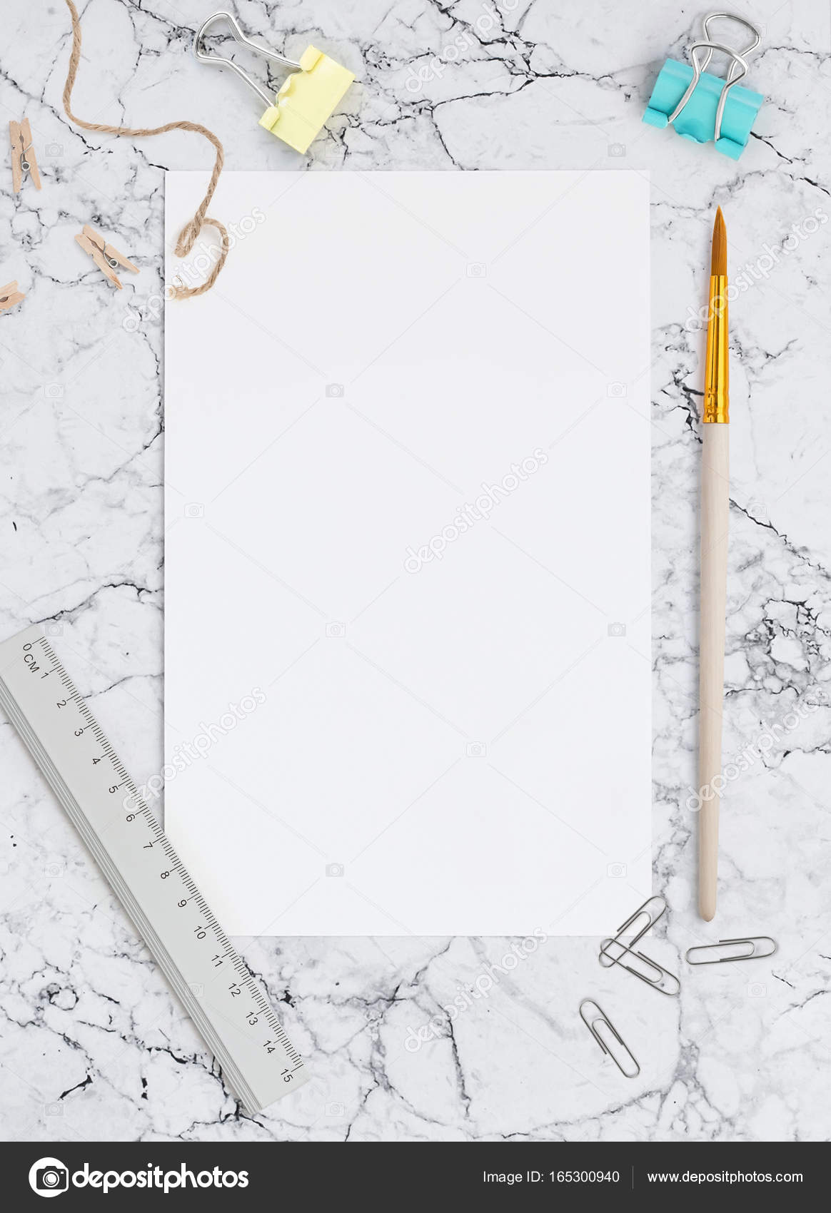 Download Blank Sheet Of White Paper On Marble Mockup For Social Networks Stock Photo C Kazyavka 165300940 PSD Mockup Templates