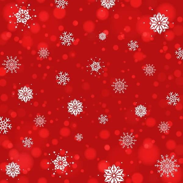 Abstracte Kerstmis achtergrond met sneeuwvlokken en bokeh achtergrond. Nieuwjaar lichten. — Stockvector