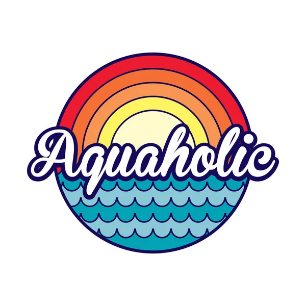 Aquaholic ラベル — ストックベクタ