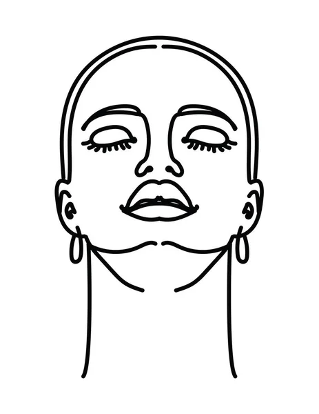 Line Drawing Portrain Beautiful Woman Simple Laconic Style Black White — Stock Photo, Image