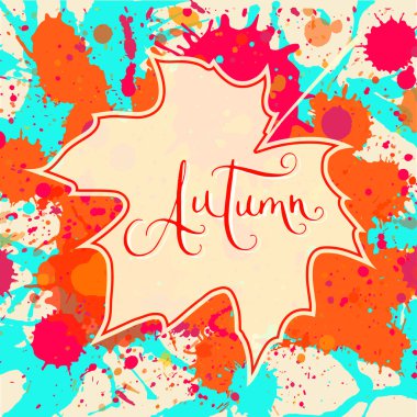 Sonbahar ve akçaağaç yaprağı boya arka plan üzerinde