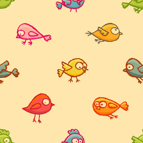 Cute little birds seamless pattern — Stock Vector