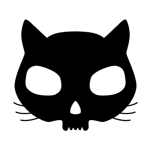 Calavera de gatito blanco y negro — Vector de stock