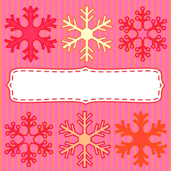 Marco de copos de nieve rosa — Vector de stock