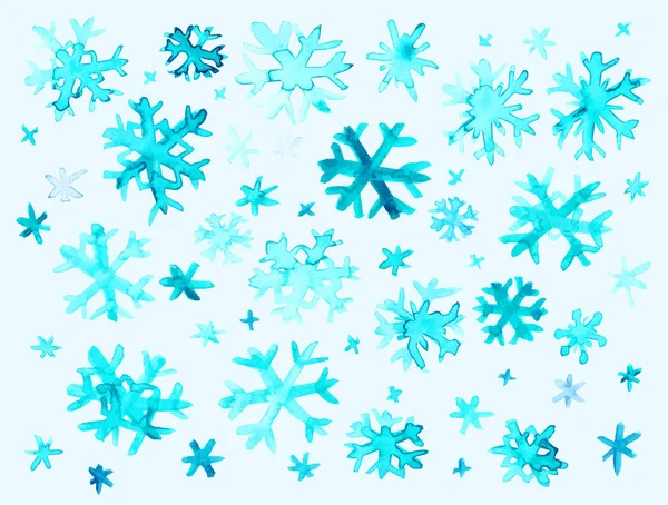 Akvarell snöflingor akvarell bakgrunden — Stock vektor