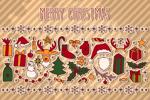 Weihnachtskritzelgrußkarte — Stockvektor