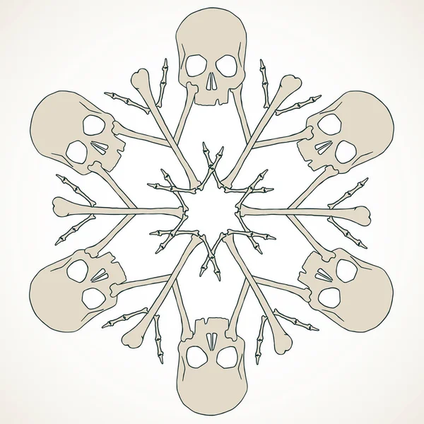 Calaveras y huesos alegre snowlake — Vector de stock