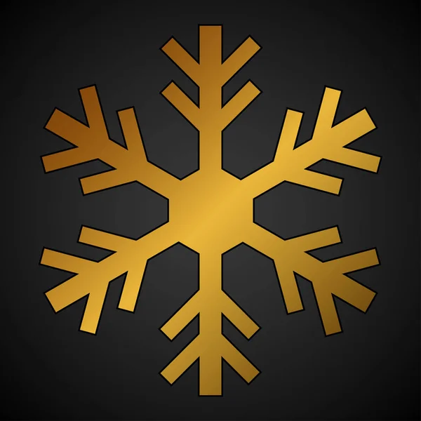 Copo de nieve dorado sobre negro — Vector de stock