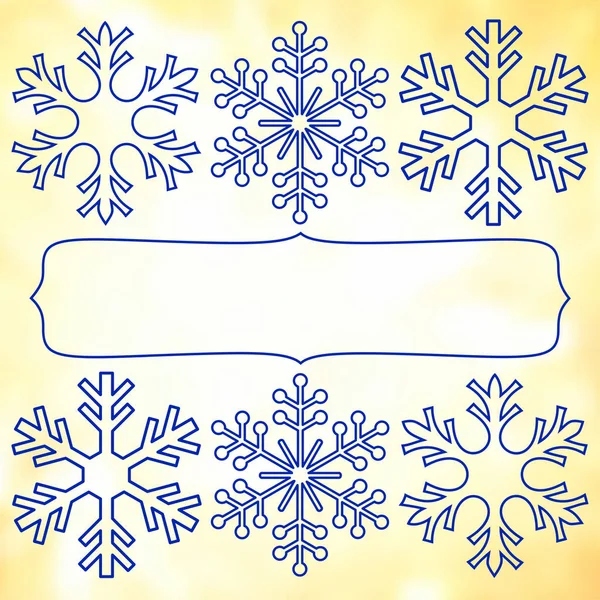 Quadro de flocos de neve amarelo e azul —  Vetores de Stock