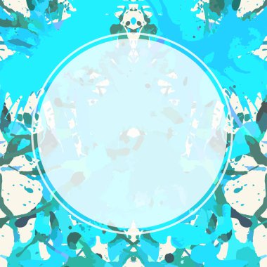 Beyaz daire sanatsal boya su sıçramalarına üstünde