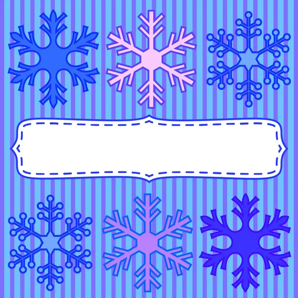 Cornice blu fiocchi di neve — Vettoriale Stock