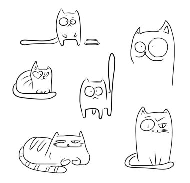 siyah beyaz çizgi film kedi