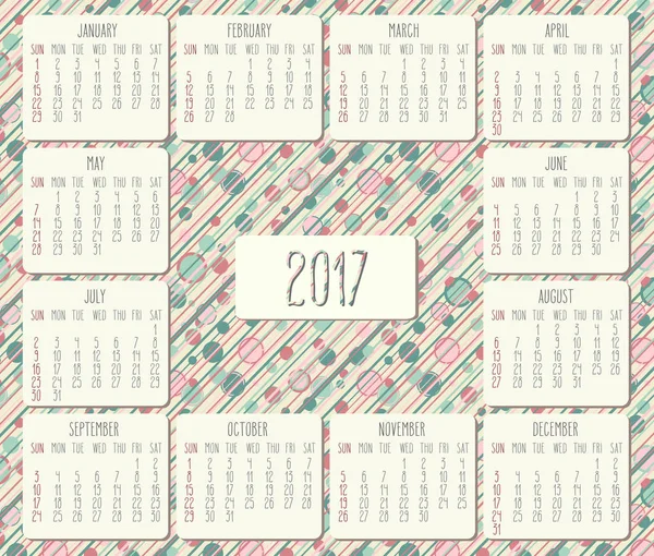 Year 2017 monthly calendar — Stock Vector