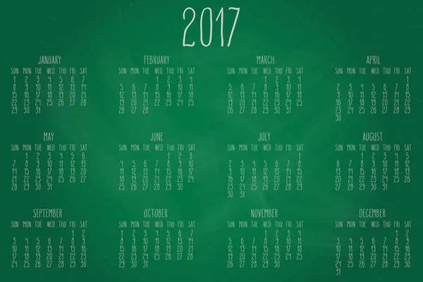 Année 2017 calendrier mensuel — Image vectorielle