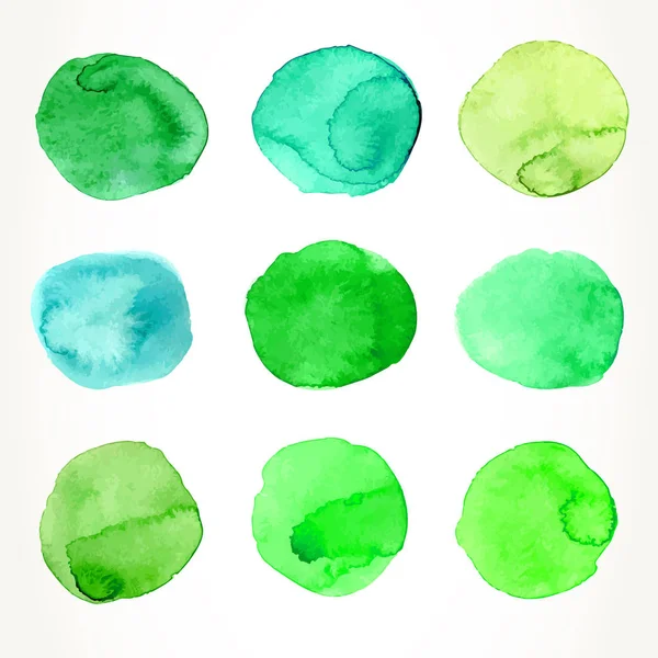 Grüne Aquarellkreise — Stockvektor