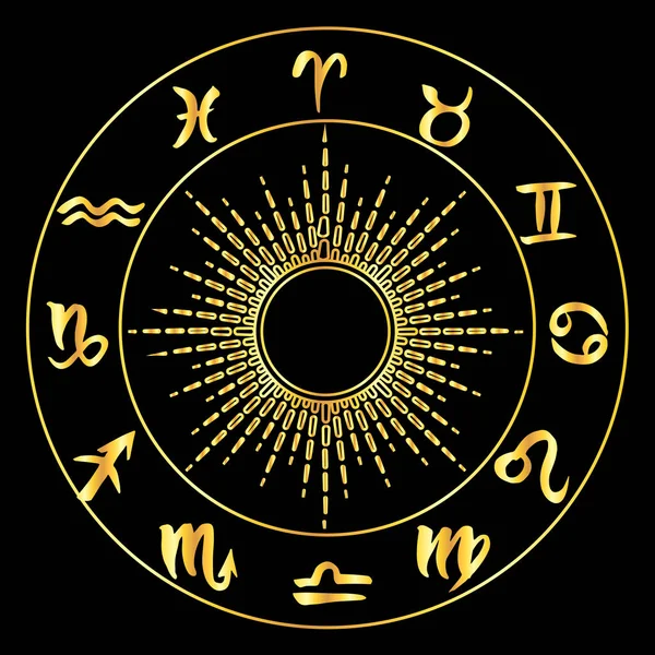 Círculo de signos del zodíaco — Vector de stock
