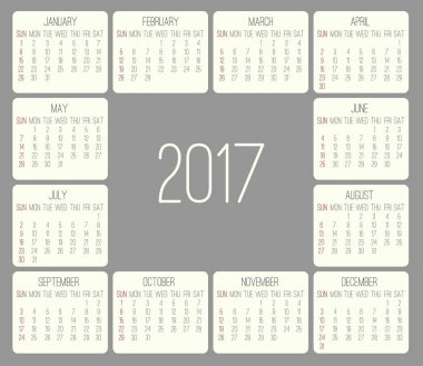 Aylık takvim yılı 2017