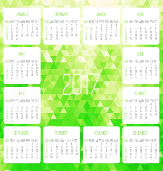 Anno 2017 calendario mensile — Vettoriale Stock