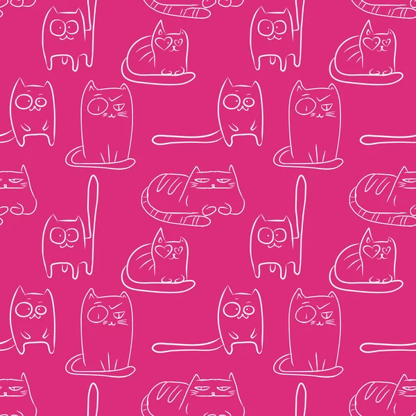 Funny cats seamless pattern — Stock Vector