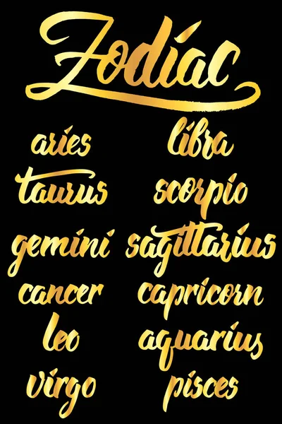 Zodiac σημάδια ονόματα σετ — Διανυσματικό Αρχείο