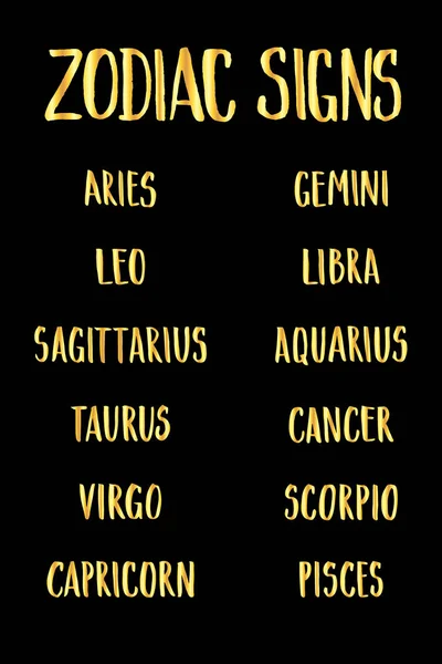 Conjunto de nomes de signos do zodíaco — Vetor de Stock